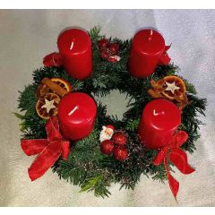 Rustikal rot Adventkranz  